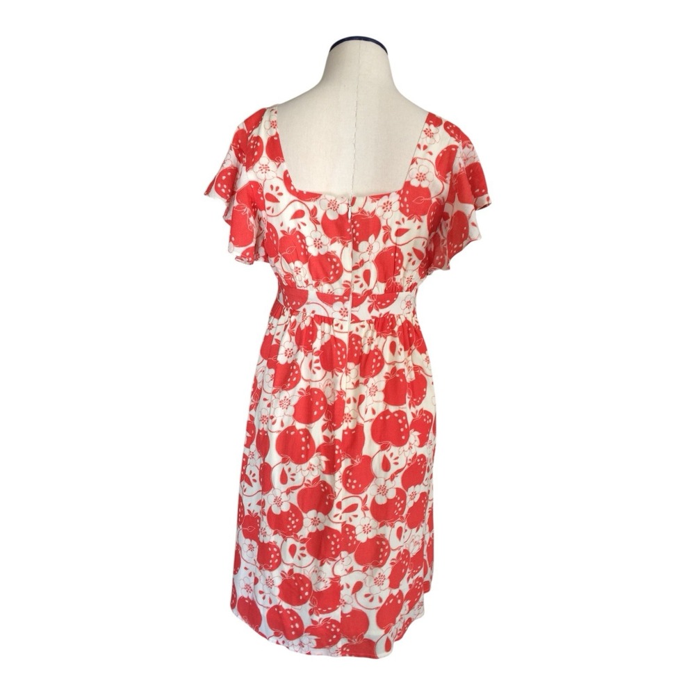 ModCloth Apple Print Flutter Sleeve Dress Size M - Picture 4 of 6